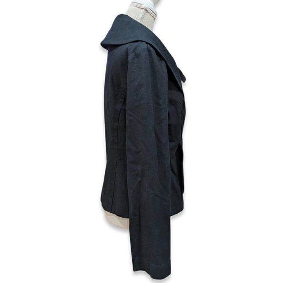 St. John Sport Double Breasted Asymmetric Big Collar Coat Black Jacket Size M - Picture 6 of 13